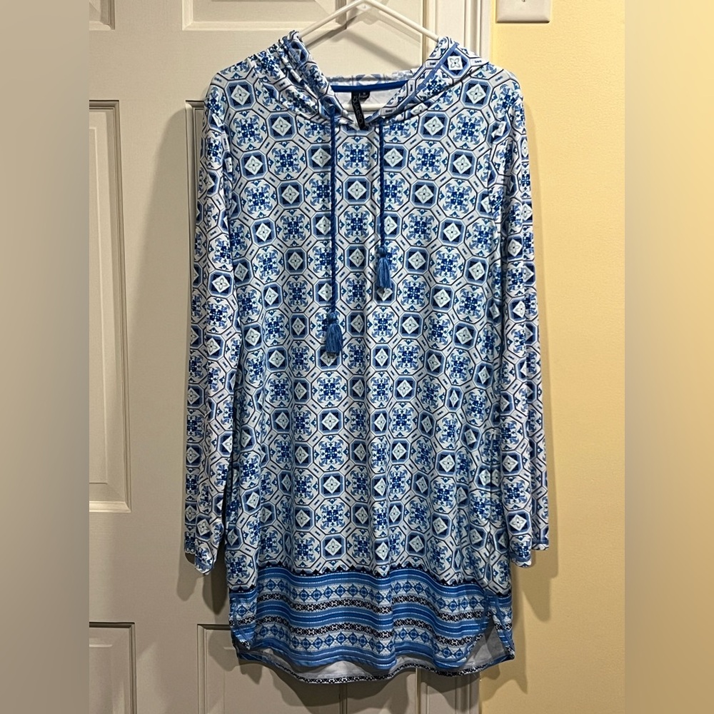 Aqua Et Sol Blue Patterned Women's Swim Coverup